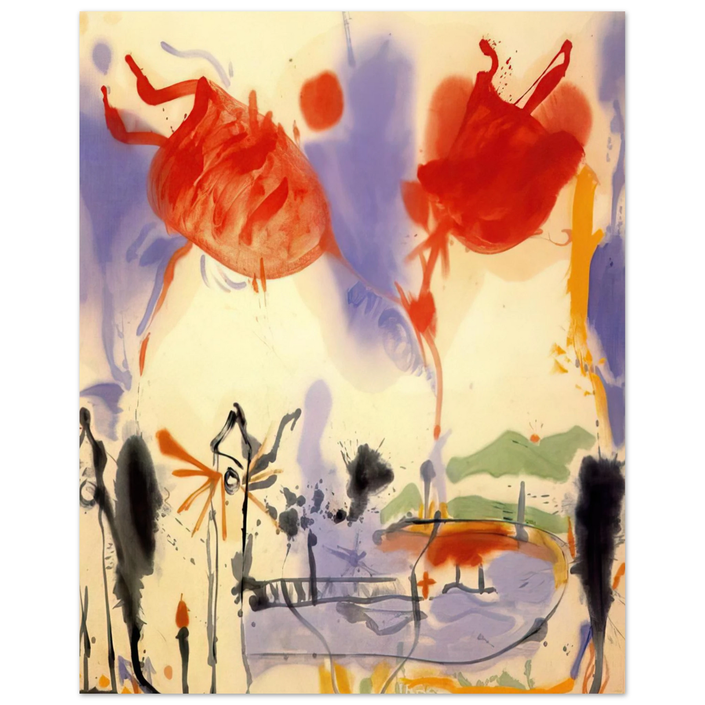 Helen Frankenthaler - Round Trip - 1957 Wall art - 20x25 cm / 8x10 inches - Premium Wooden Framed Poster With Fine Art Paper - Wood frame