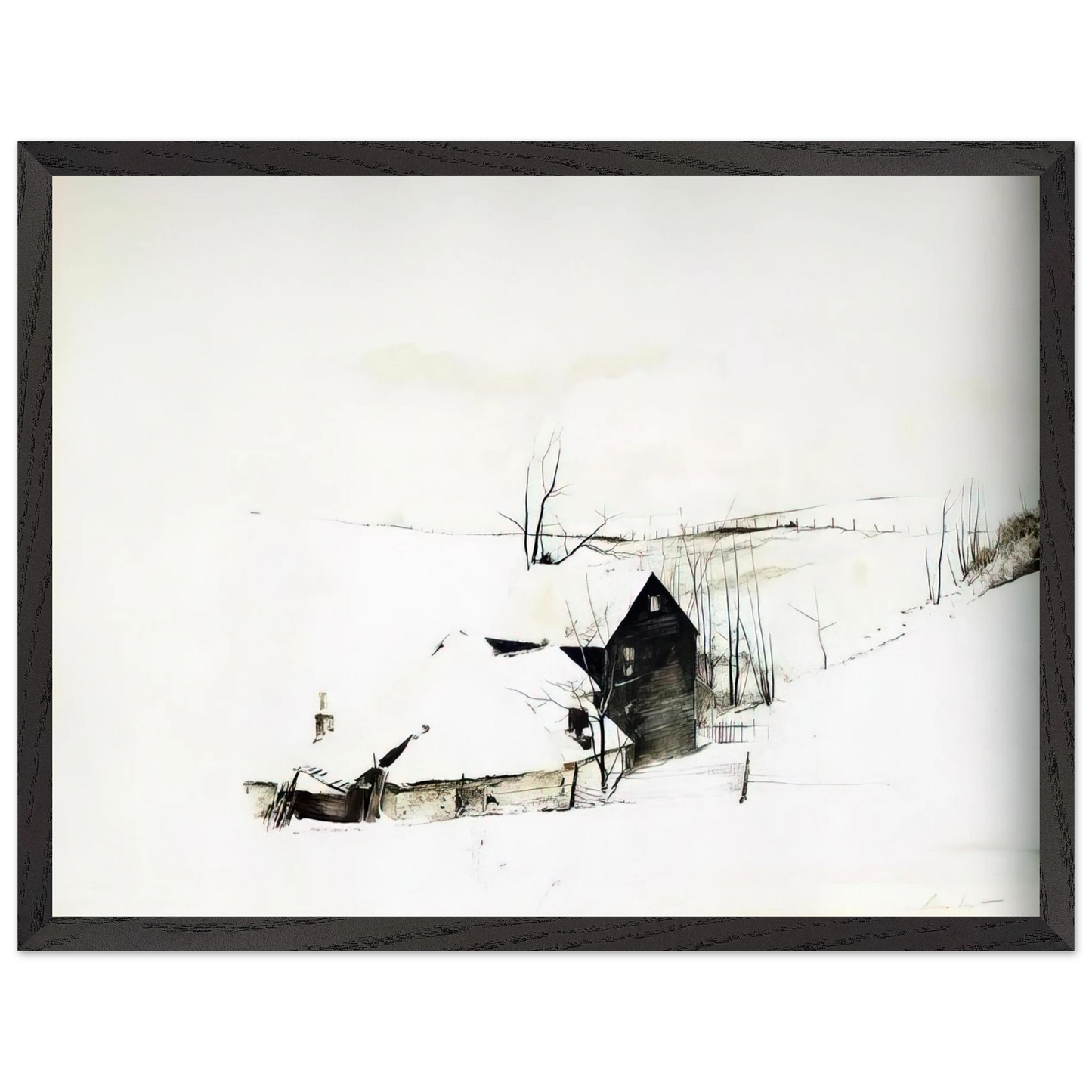 Andrew Wyeth - THE CORNER Wall Art - 30x40 cm / 12x16 inches - Premium Wooden Framed Poster With Fine Art Paper - White frame