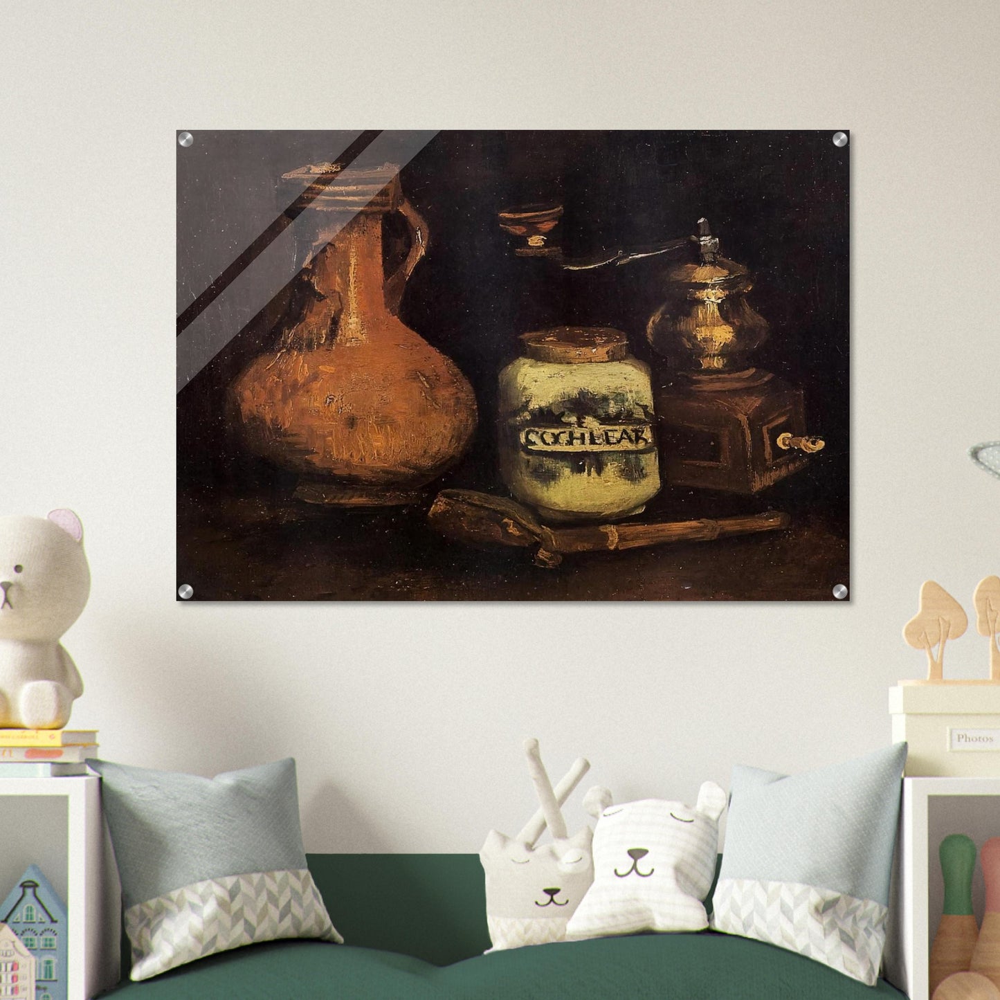 Still Life with Coffee Mill, Pipe Case and Jug - Vincent van Gogh Acrylic Print - 70x100 cm / 28x40″ inches