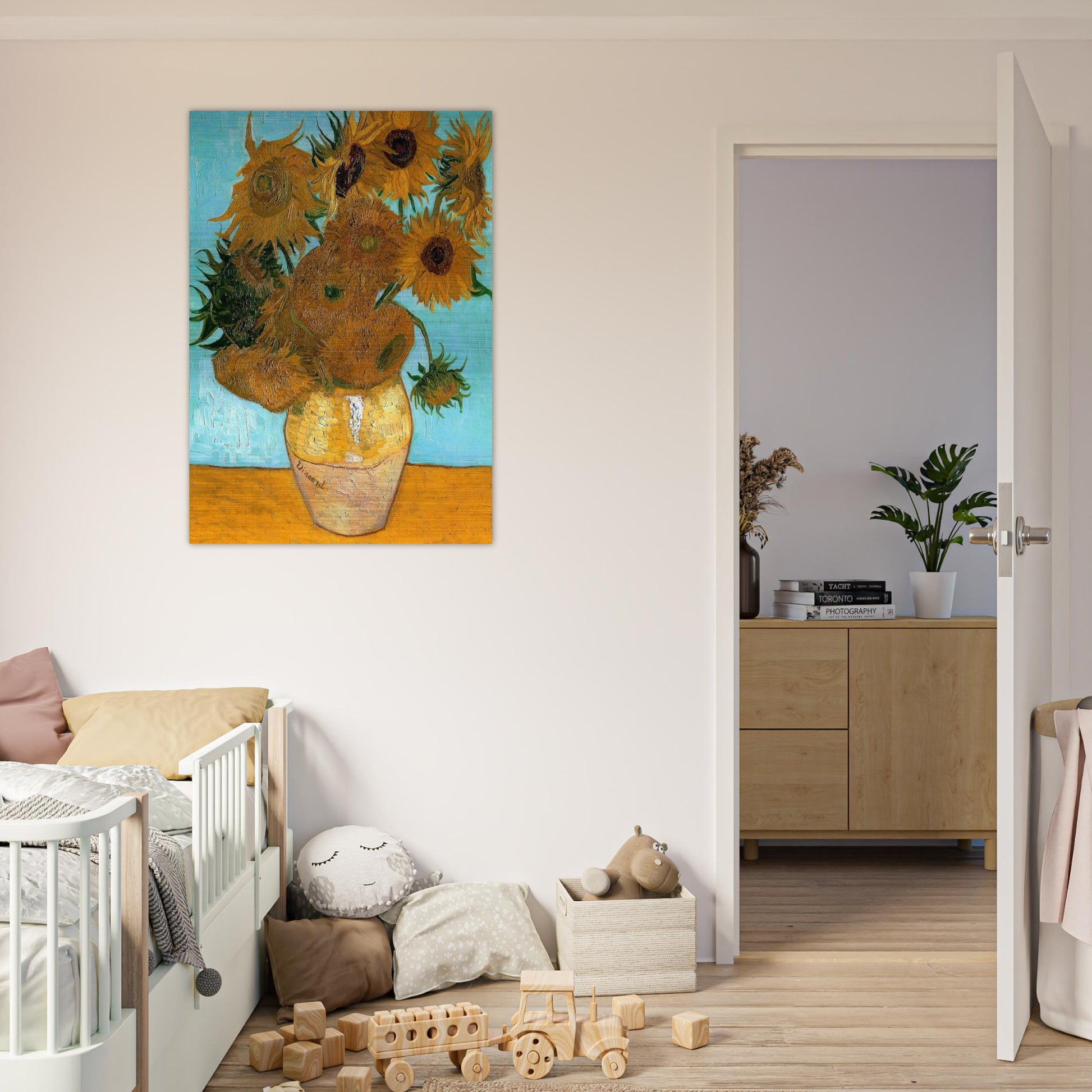 Still Life - Vase with Twelve Sunflowers - Vincent van Gogh Brushed Aluminum Print - 70x100 cm / 28x40 inches | Vincent van Gogh Aluminum Print | Vincent van Gogh Prints