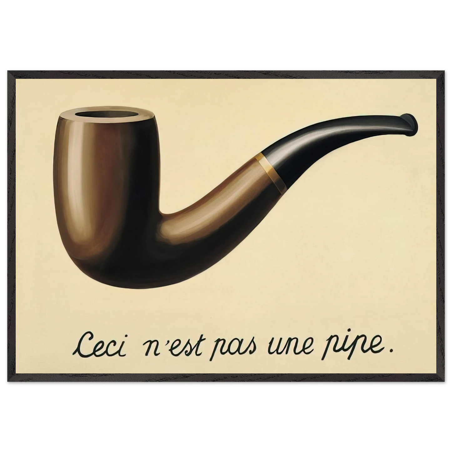 THE TREACHERY OF IMAGES THIS IS NOT A PIPE 1948 - Rene Magritte Framed Art Print – Black Wooden Frame - Default Title - -Framed Art Print