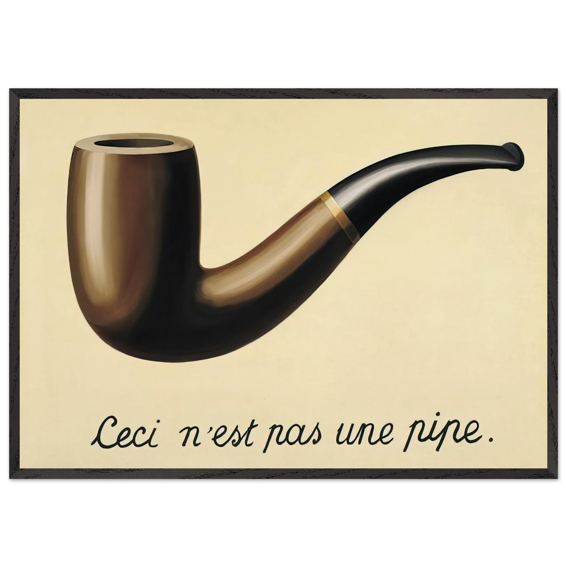 THE TREACHERY OF IMAGES THIS IS NOT A PIPE 1948 - Rene Magritte Framed Art Print – Black Wooden Frame - Default Title - -Framed Art Print