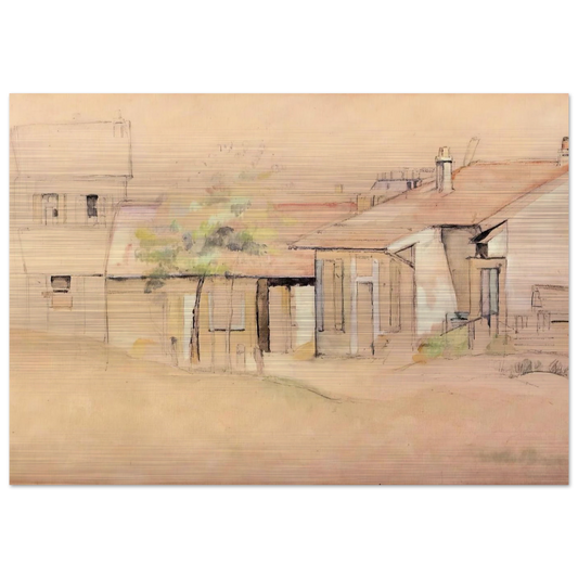 Cottages - Paul Cézanne Brushed Aluminum Print - 70x100 cm / 28x40 inches | Paul Cézanne Aluminum Print | Paul Cézanne Prints