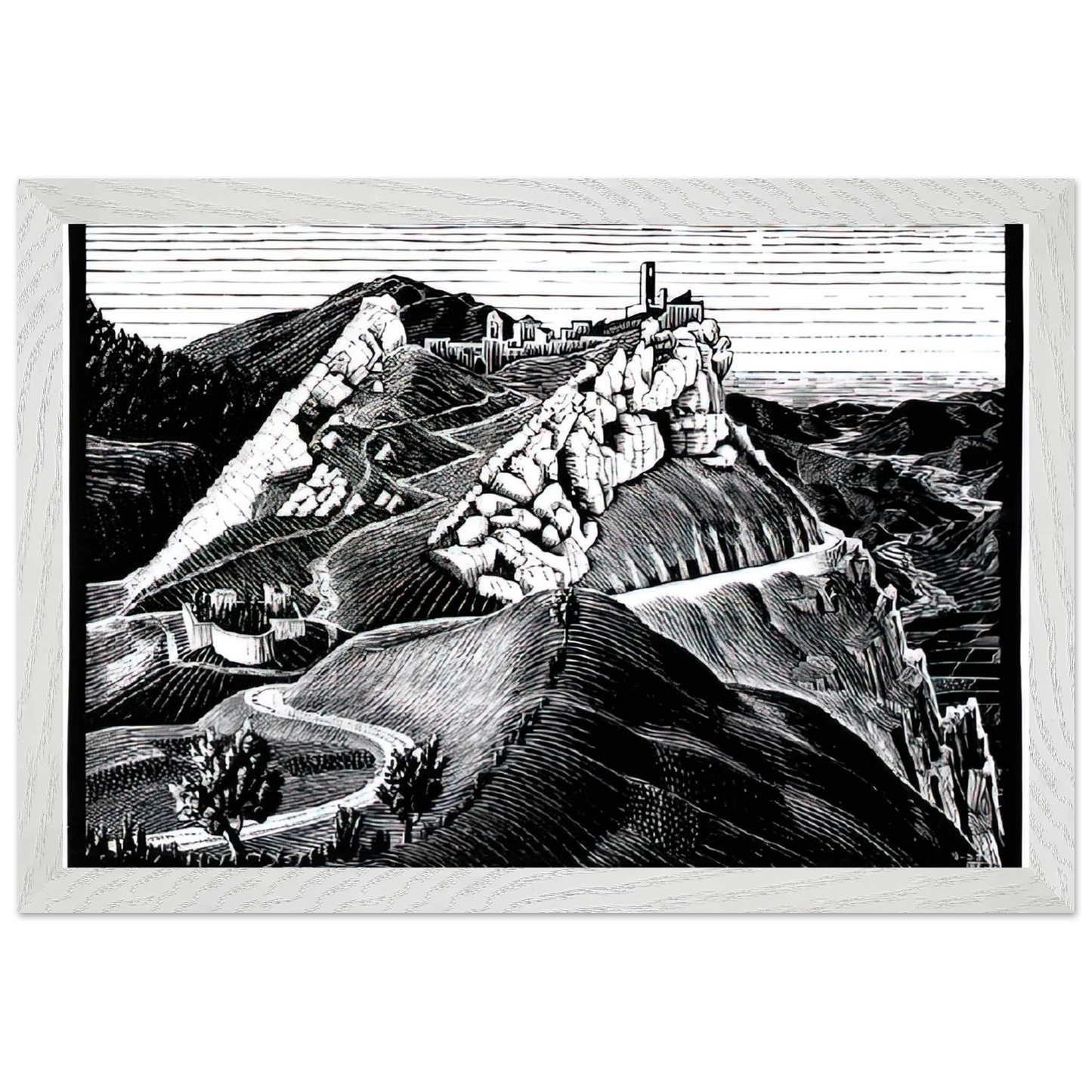 MC Escher - ESCHER (16) Wall Art - 30x40 cm / 12x16 inches - Premium Wooden Framed Poster With Fine Art Paper - Black frame