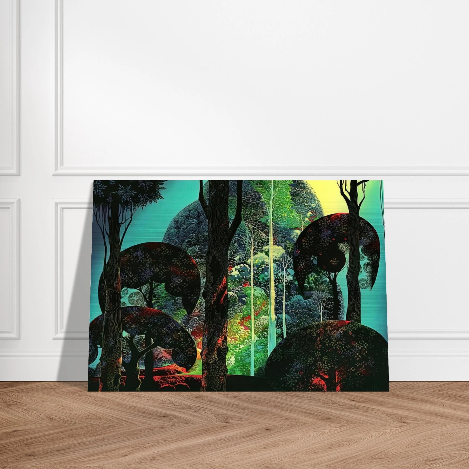 Fired by Sun - Eyvind Earle Brushed Aluminum Print - 70x100 cm / 28x40 inches | Eyvind Earle Aluminum Print | Eyvind Earle Prints