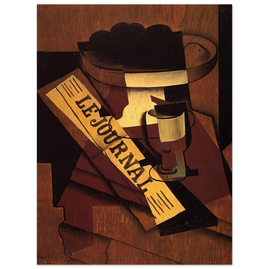 Juan Gris - FRUIT DISH GLASS AND NEWSPAPER 1916 Fine Art Poster - Default Title