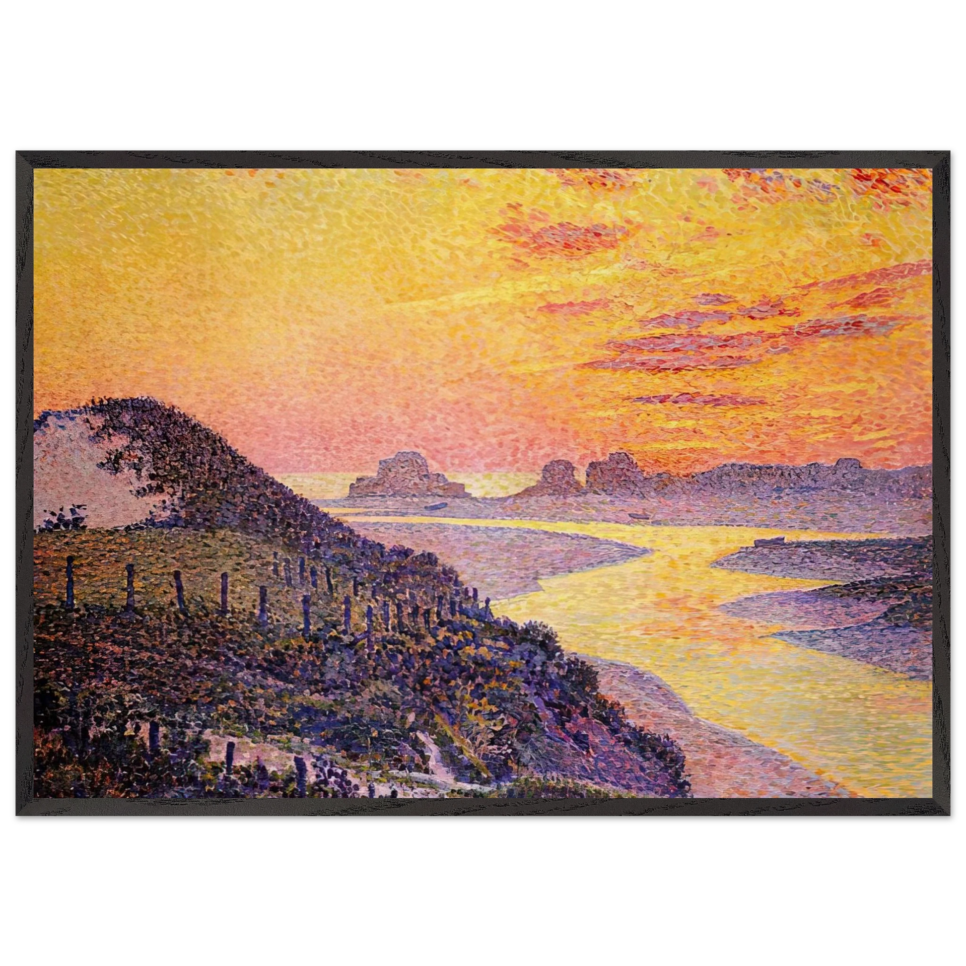 SUNSET AT AMBLETSUSE 1899 - Theo van Rysselberghe Framed Art Print – Black Wooden Frame - Default Title - -Framed Art Print