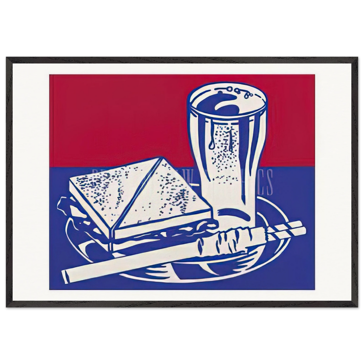 SANDWICH AND SODA 1964 - Roy Lichtenstein Framed Art Print – Black Wooden Frame - Default Title - -Framed Art Print