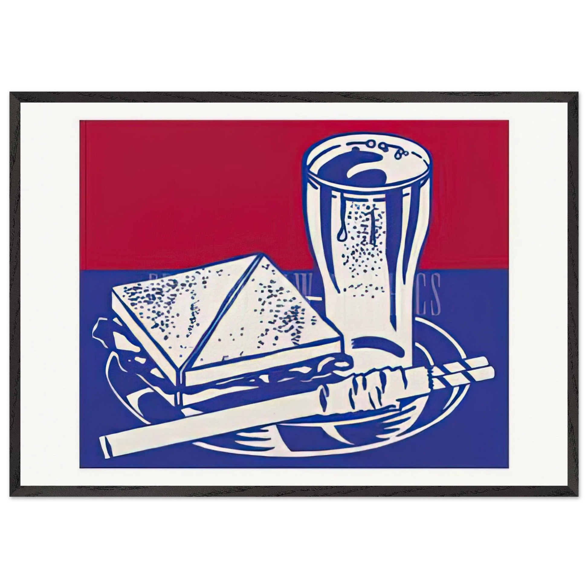 SANDWICH AND SODA 1964 - Roy Lichtenstein Framed Art Print – Black Wooden Frame - Default Title - -Framed Art Print