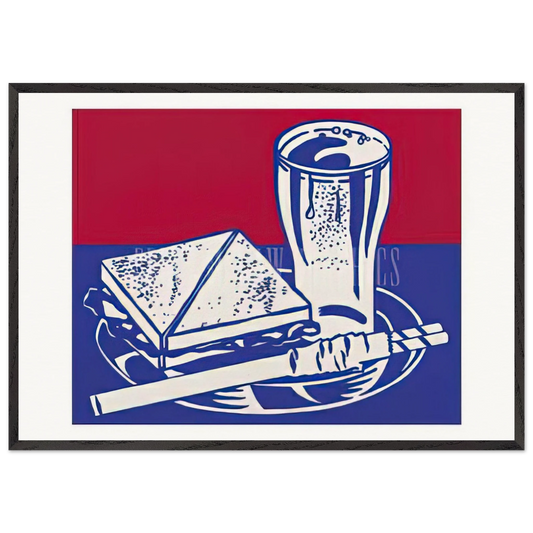 SANDWICH AND SODA 1964 - Roy Lichtenstein Framed Art Print – Black Wooden Frame - Default Title - -Framed Art Print