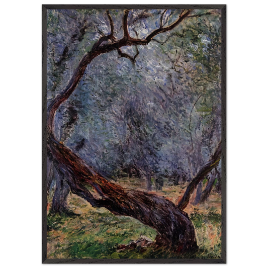 Olive Trees Study - claude monet 70x100 cm / 28x40 inches Framed Art Print – Black Wooden Frame