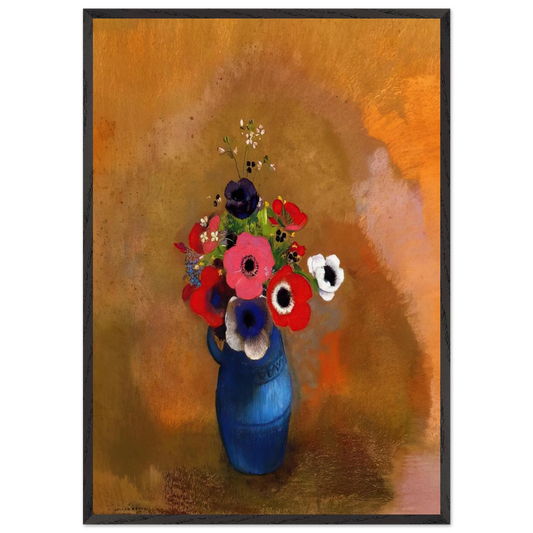 BOUQUET OF ANEMONES - Odilon Redon Framed Art Print – Black Wooden Frame - Default Title - -Framed Art Print