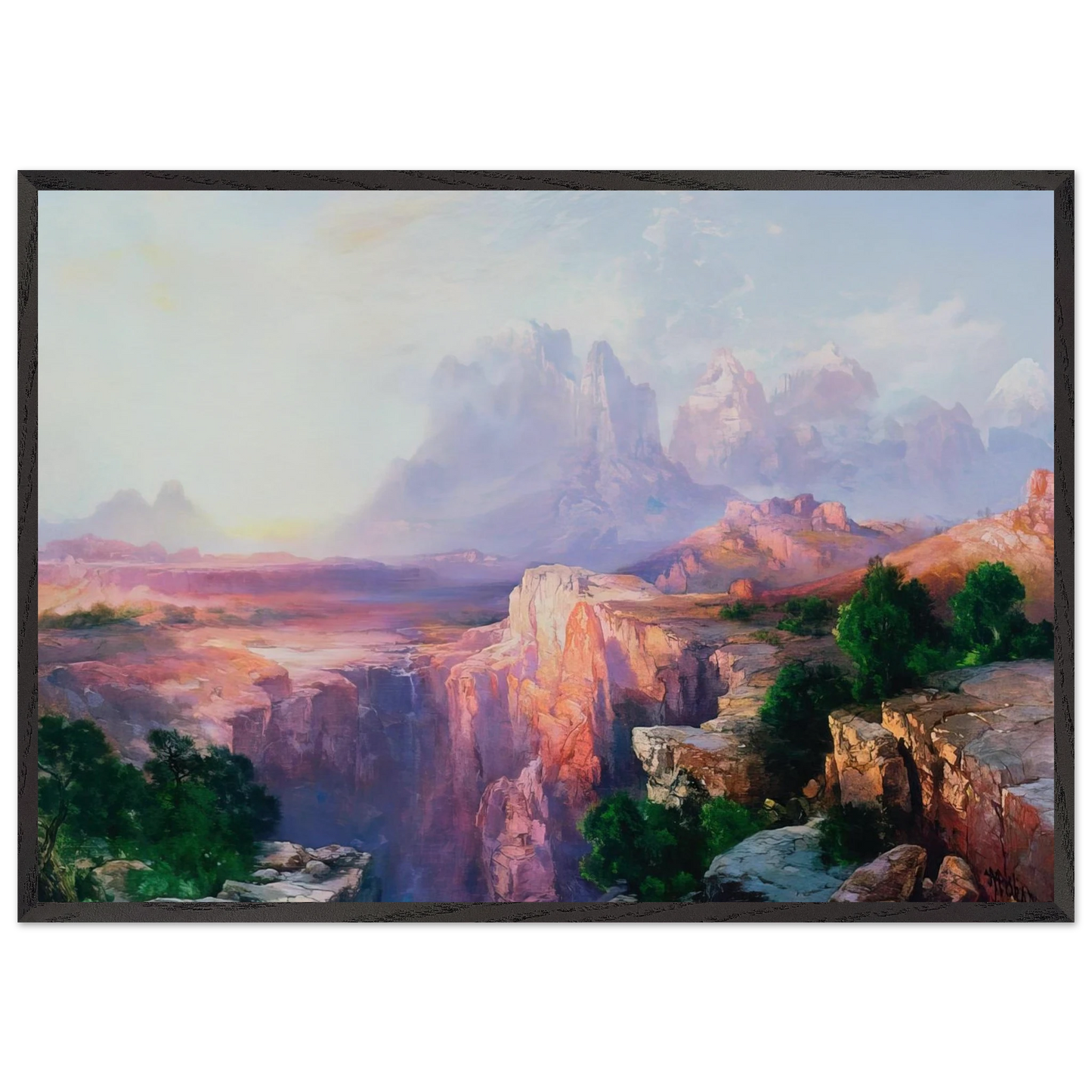 Rock Towers of the Rio Virgin - Thomas Moran Framed Art Print – Black Wooden Frame - Default Title - -Framed Art Print