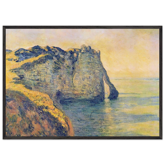 Cliffs of the Porte dAval - claude monet 70x100 cm / 28x40 inches Framed Art Print – Black Wooden Frame