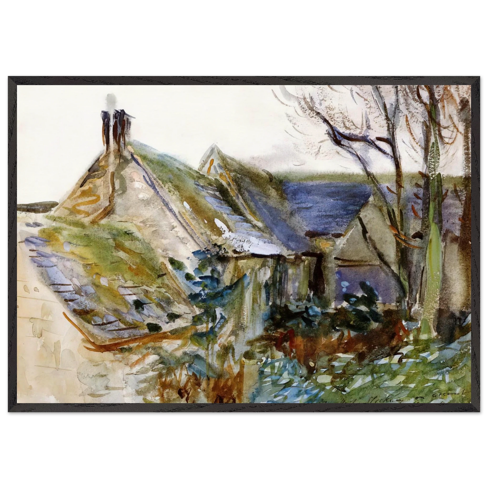 Cottage at Fairford Gloucestershire - John Singer Sargent Framed Art Print – Black Wooden Frame - Default Title - -Framed Art Print