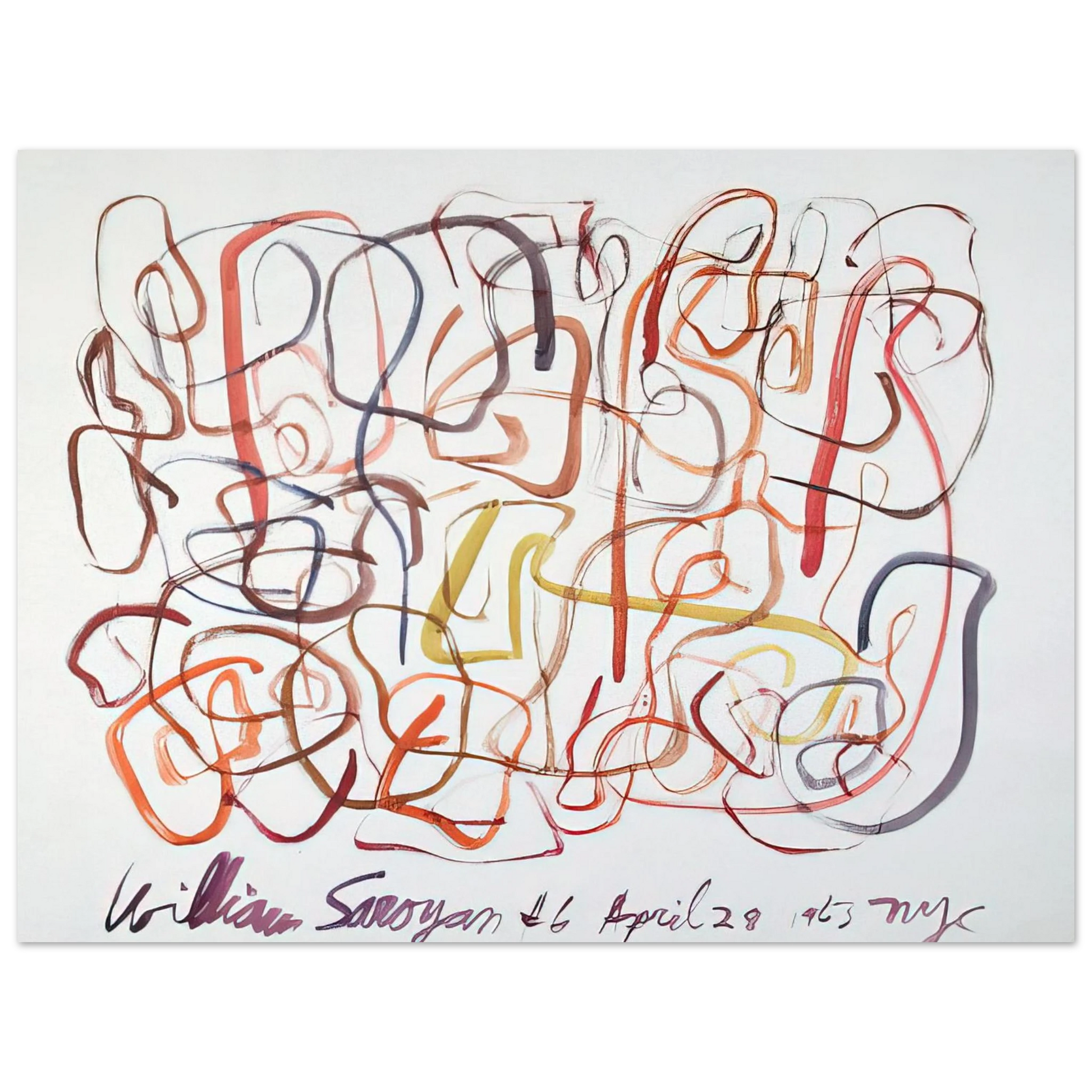 William Saroyan - #6 April 28, 1963 NYC - 1963 Fine Art Poster - Default Title