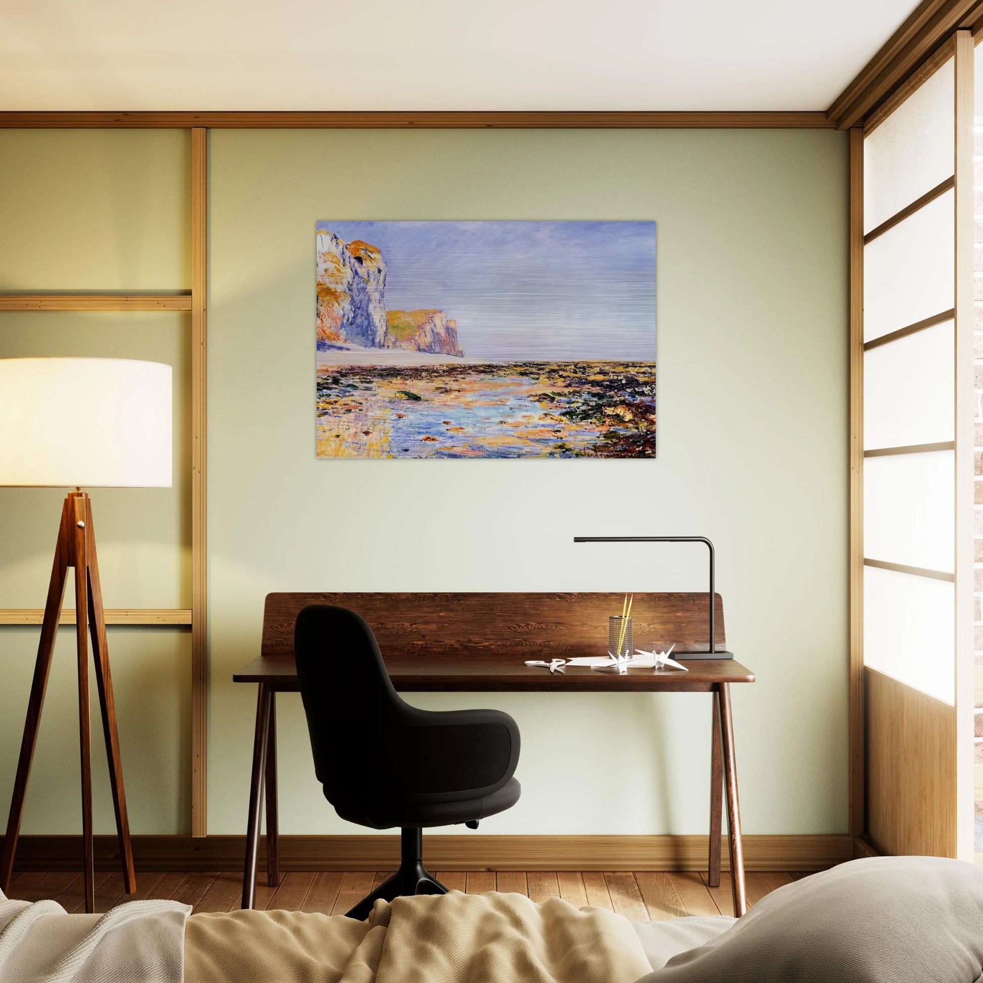 Beach and Cliffs at Pourville, Morning Effect - claude monet Brushed Aluminum Print - 70x100 cm / 28x40 inches | claude monet Aluminum Print | claude monet Prints
