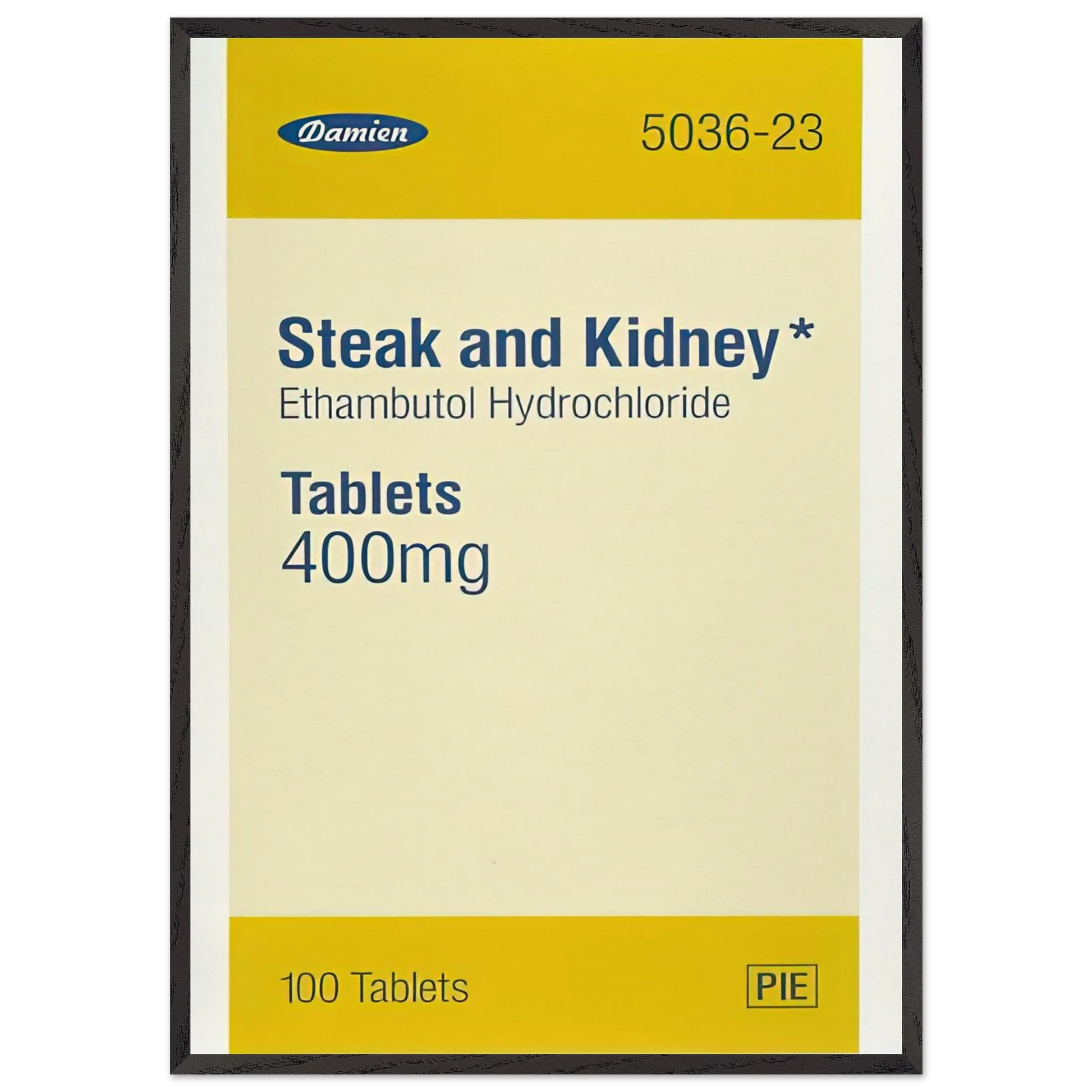 STEAK AND KIDNEY 1999 - Damien Hirst Framed Art Print – Black Wooden Frame - Default Title - -Framed Art Print