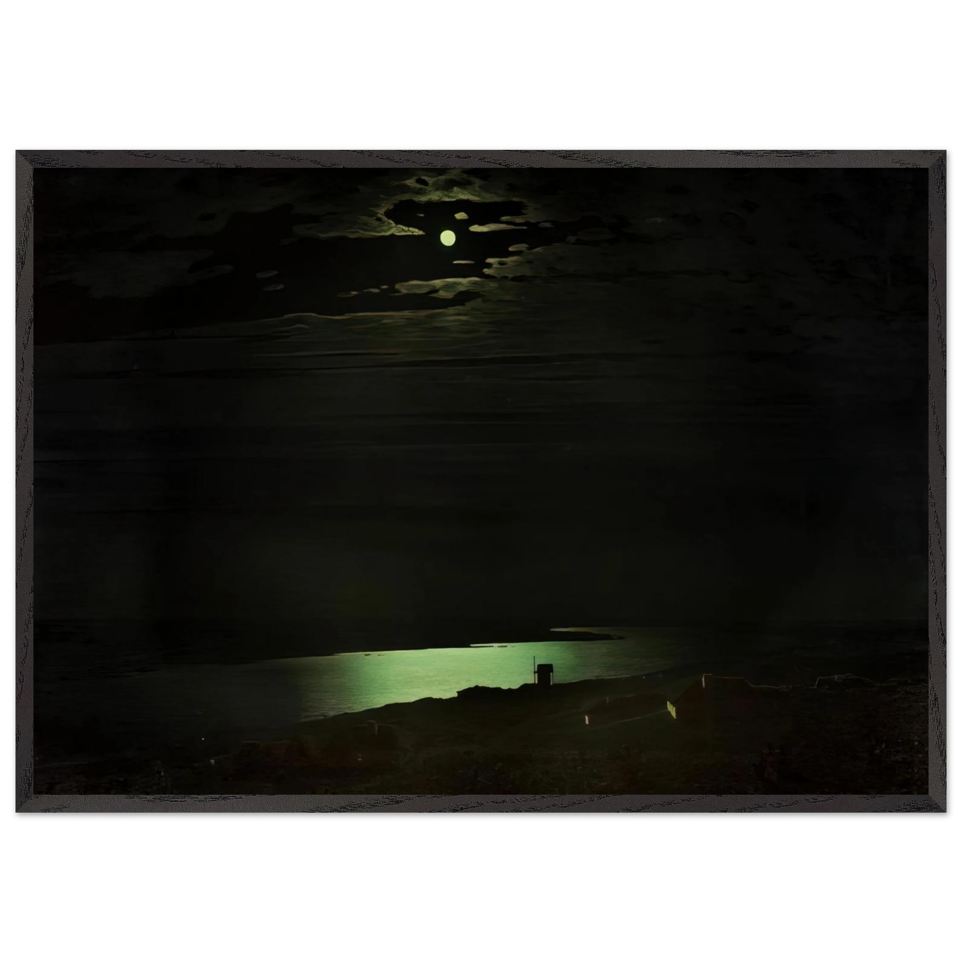 Moonlight Night on the Dnieper - Arkhyp Kuindzhi Framed Art Print – Black Wooden Frame - Default Title - -Framed Art Print