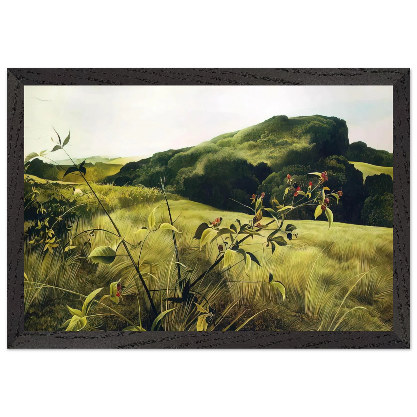 Andrew Wyeth - BLACKBERRY PICKER Wall Art - 30x40 cm / 12x16 inches - Premium Wooden Framed Poster With Fine Art Paper - White frame