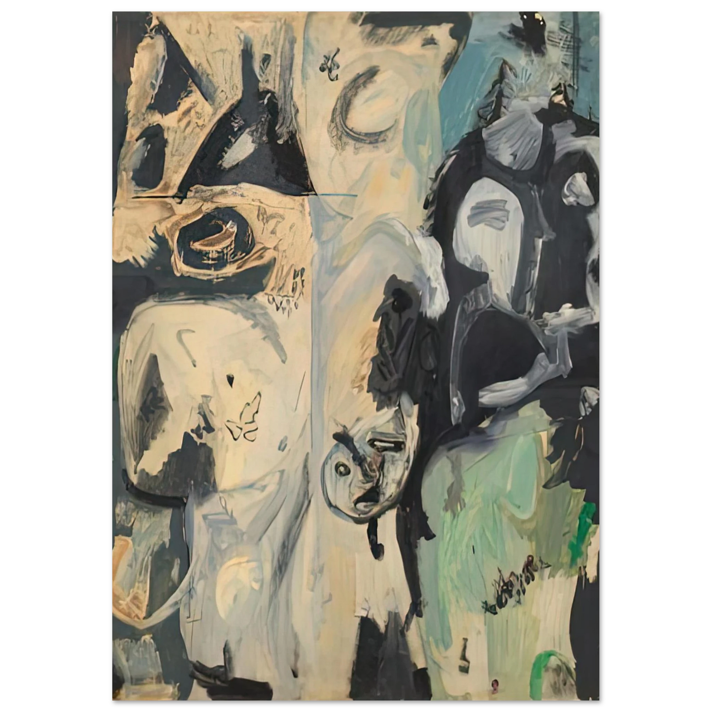 Helen Frankenthaler - Untitled, 1950- Wall Art - 60x80 cm / 24x32 inches - Premium Wooden Framed Poster With Fine Art Paper - White frame