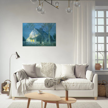 Moonlight, the Old House - Childe Hassam Brushed Aluminum Print - 70x100 cm / 28x40 inches | Childe Hassam Aluminum Print | Childe Hassam Prints