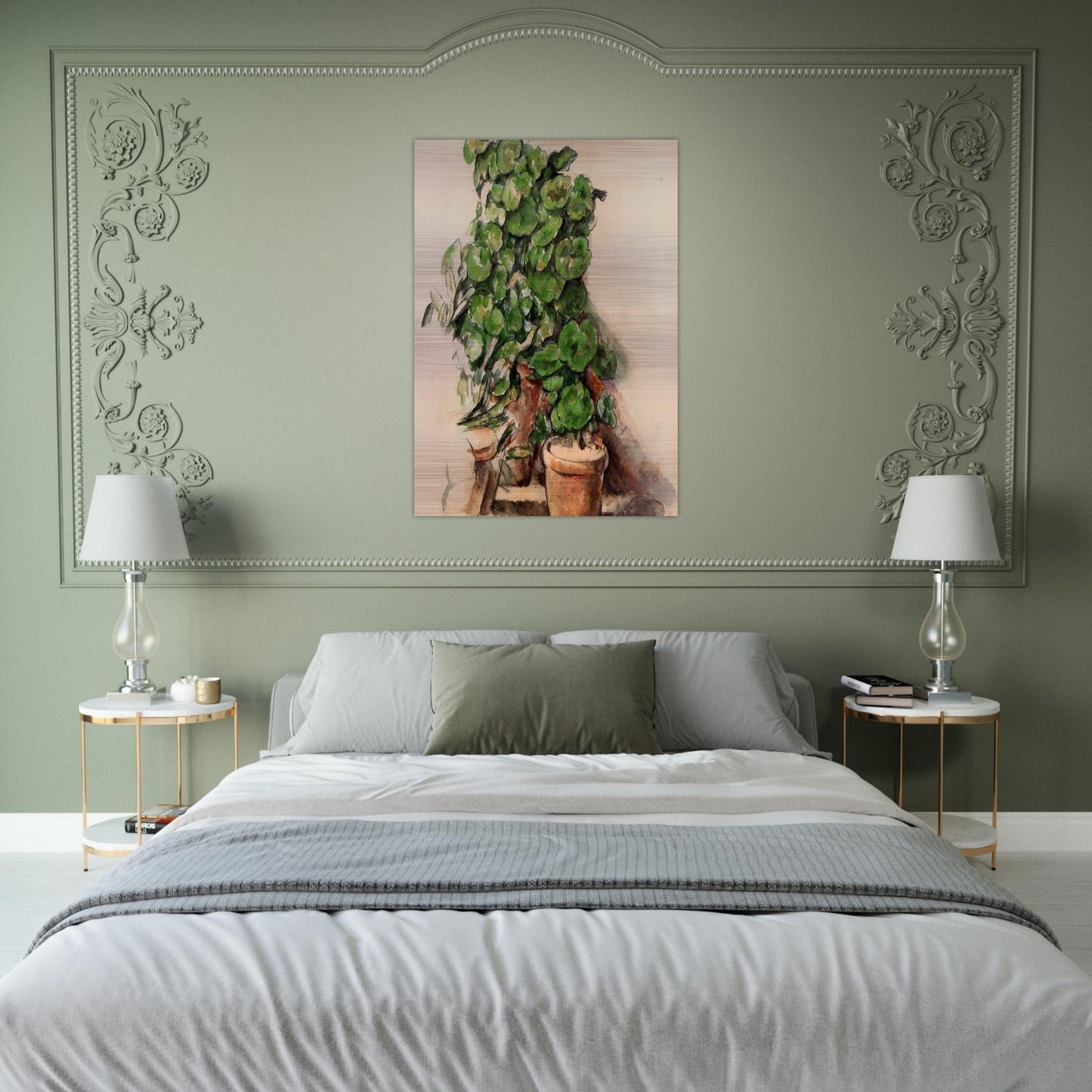 Pots of Geraniums - Paul Cézanne Brushed Aluminum Print - 70x100 cm / 28x40 inches | Paul Cézanne Aluminum Print | Paul Cézanne Prints