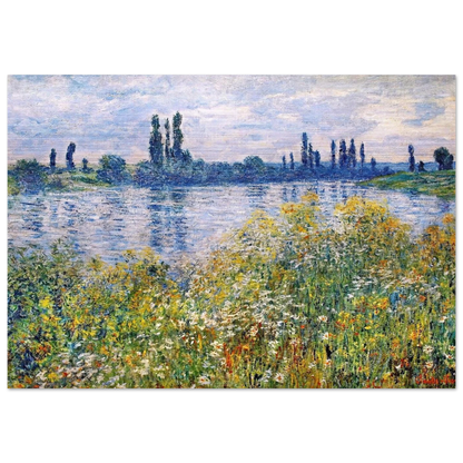 Flowers on the Banks of Seine near Vetheuil - claude monet Brushed Aluminum Print - 70x100 cm / 28x40 inches | claude monet Aluminum Print | claude monet Prints