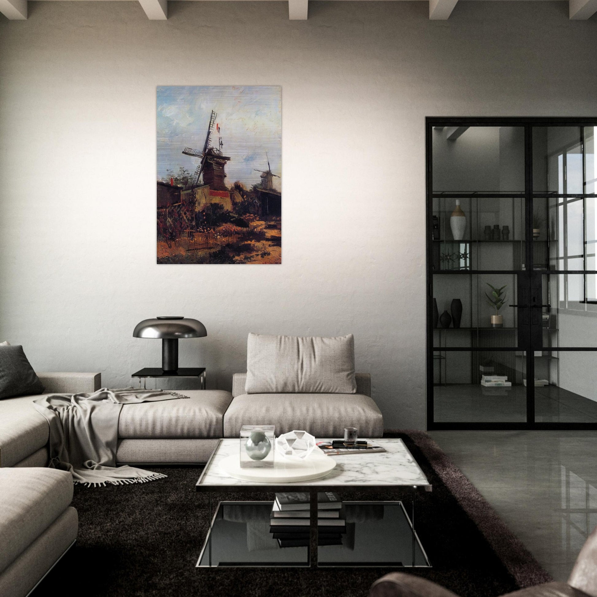 The Mill of Blute End - Vincent van Gogh Brushed Aluminum Print - 70x100 cm / 28x40 inches | Vincent van Gogh Aluminum Print | Vincent van Gogh Prints