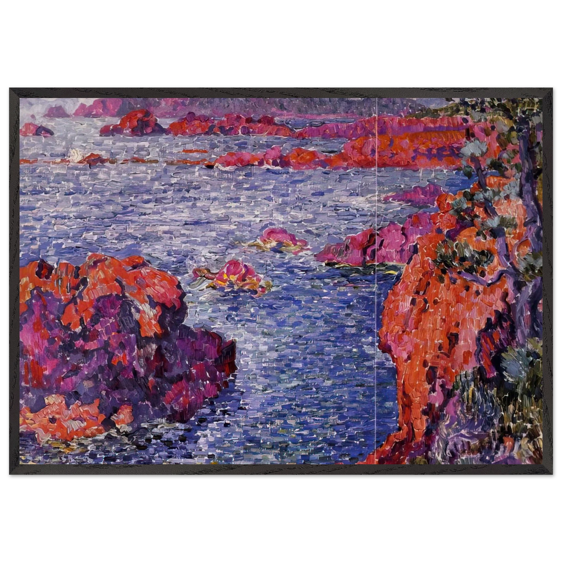ROCKS AT ANTHEOR 1906 - Theo van Rysselberghe Framed Art Print – Black Wooden Frame - Default Title - -Framed Art Print