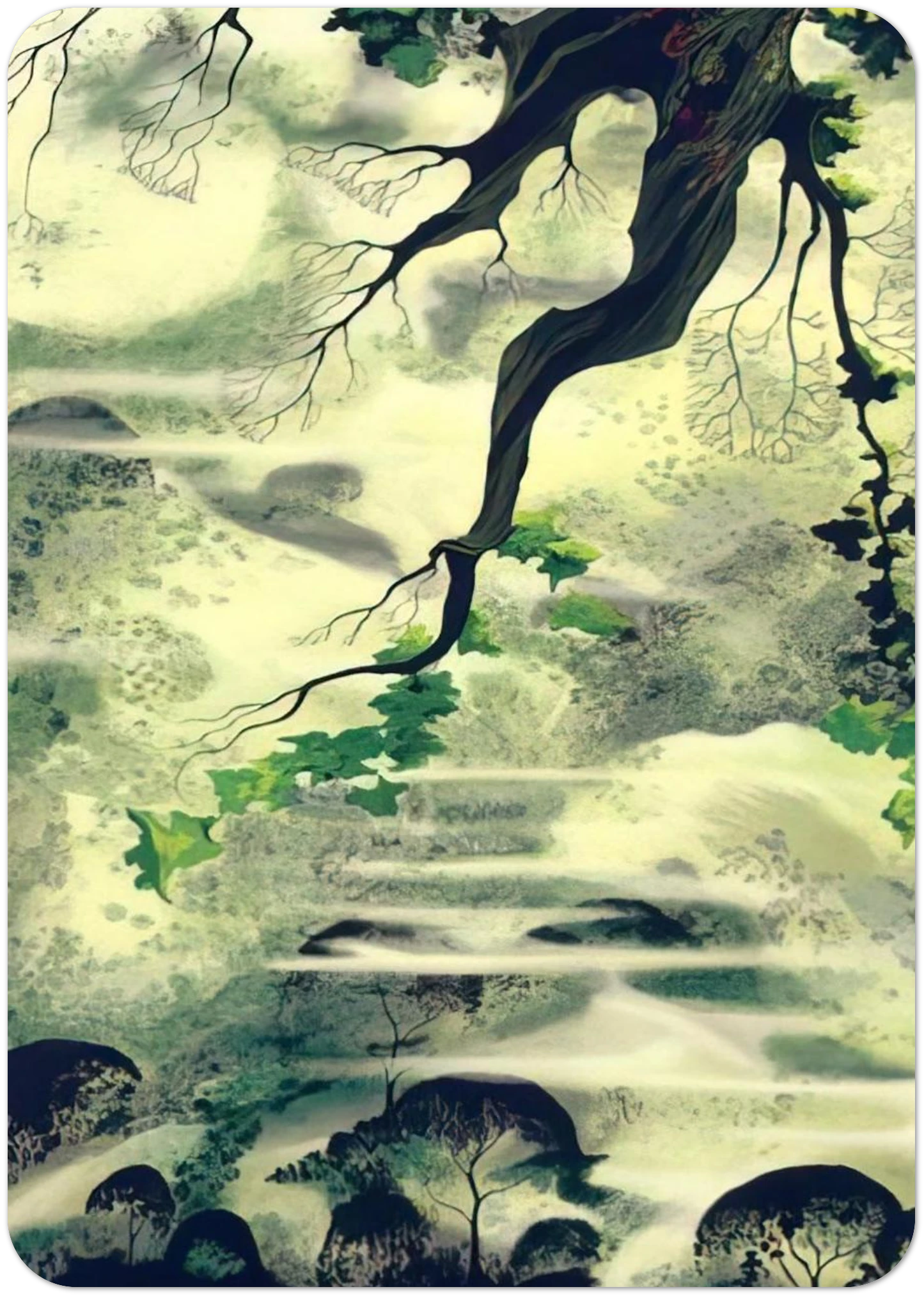 Fog Bound By Eyvind Earle Pack of 10 Post Cards | Eyvind Earle Post Cards | A6 (10.5 x 14.8 cm) - 4.1 x 5.8 inches