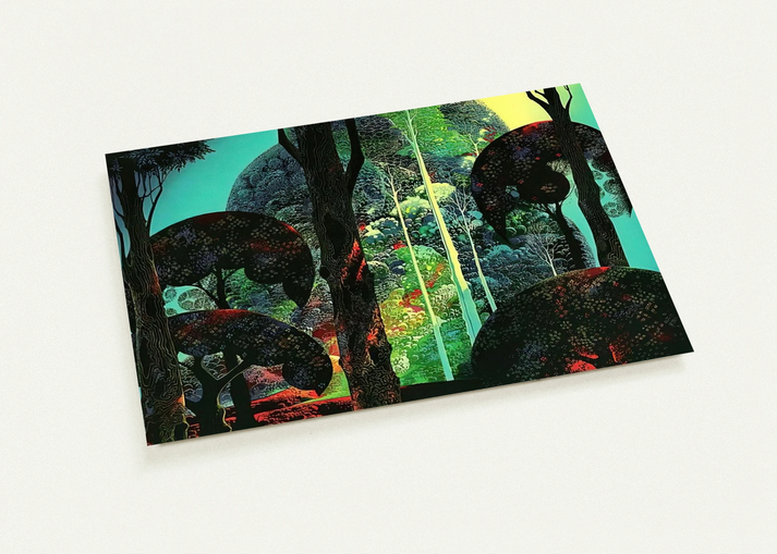 Fired by Sun By Eyvind Earle Pack of 10 Post Cards | Eyvind Earle Post Cards | A6 (10.5 x 14.8 cm) - 4.1 x 5.8 inches