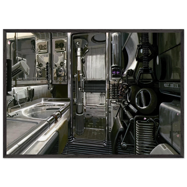 Syd Mead N16 - Syd Mead 70x100 cm / 28x40 inches Framed Art Print – Black Wooden Frame