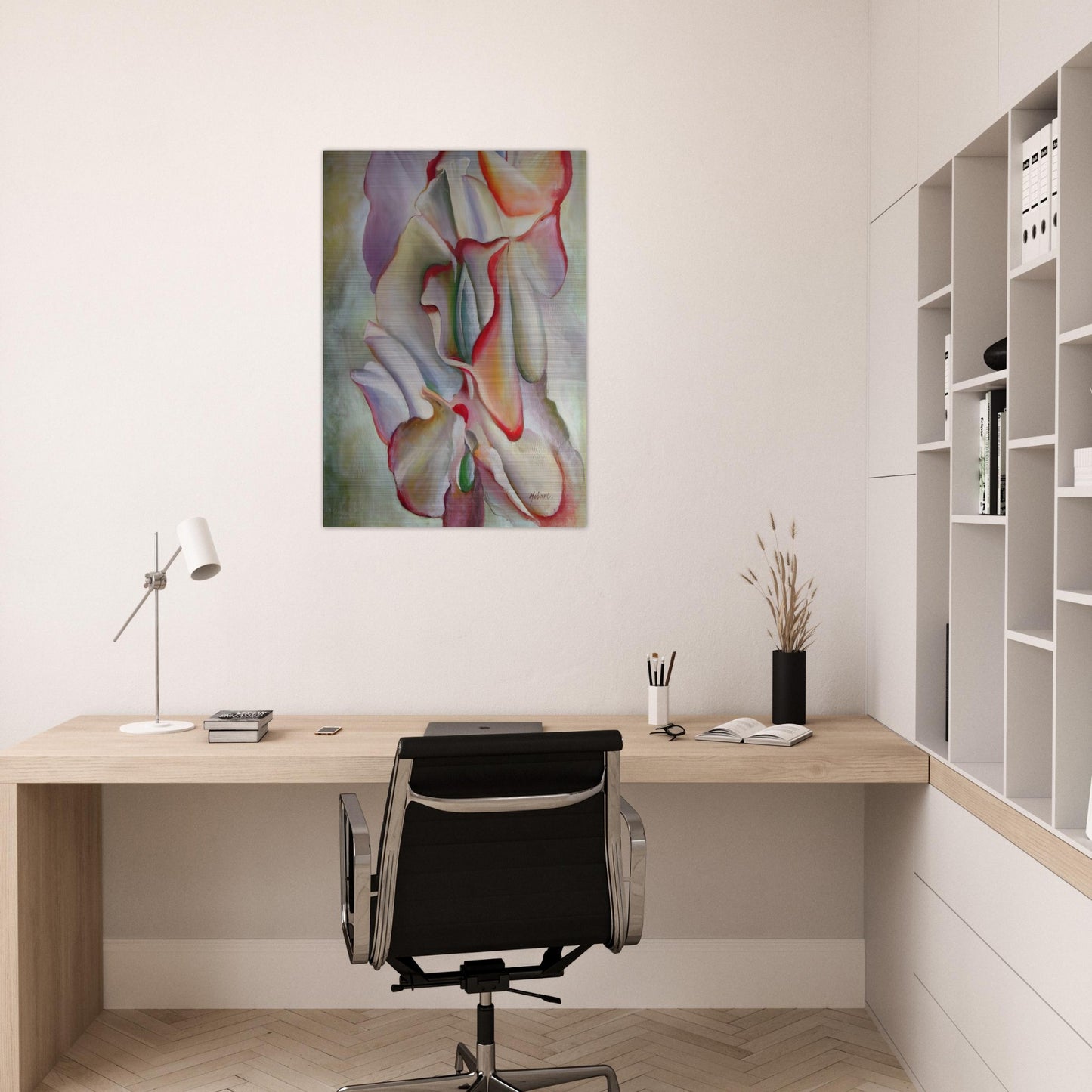 Pink Sweet Peas - Georgia O'Keeffe Brushed Aluminum Print - 70x100 cm / 28x40 inches | Georgia O'Keeffe Aluminum Print | Georgia O'Keeffe Prints