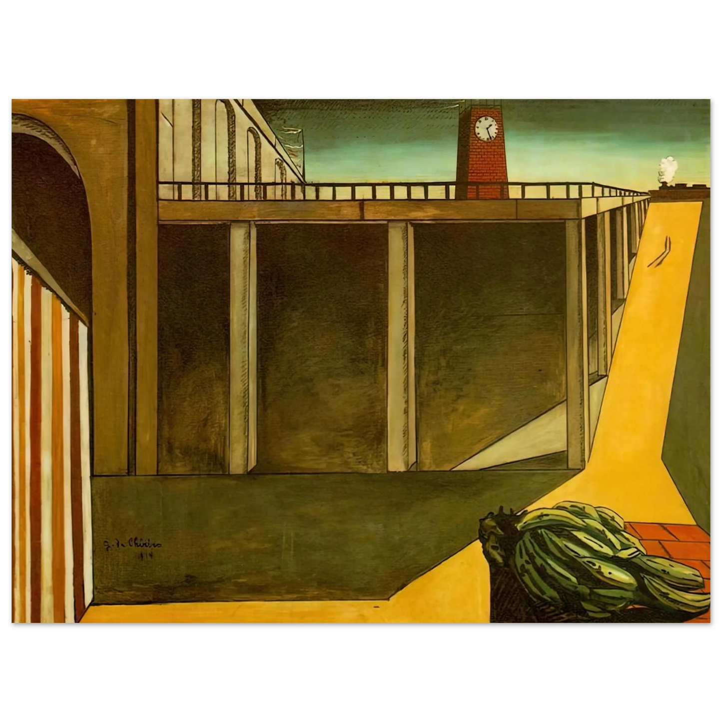 Giorgio de Chirico - GARE MONTPARNASSE THE MELANCHOLY OF DEPARTURE 1914 Fine Art Poster - Default Title