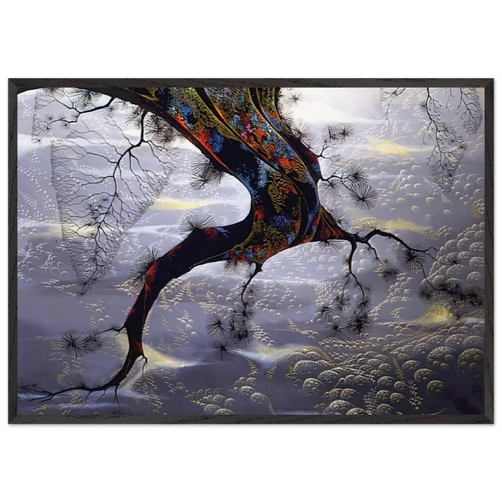 Pine Branch - Eyvind Earle 70x100 cm / 28x40 inches Framed Art Print – Black Wooden Frame