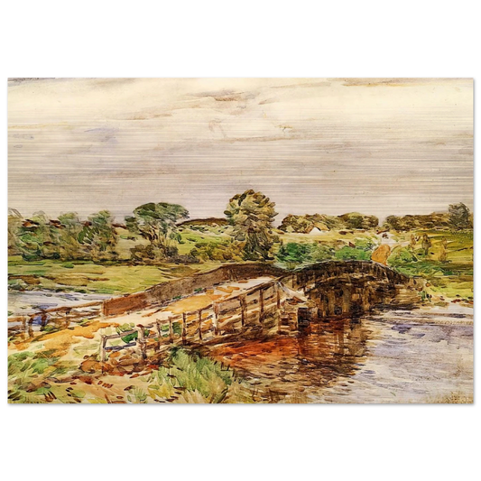 Bridge at Old Lyme 02 - Childe Hassam Brushed Aluminum Print - 70x100 cm / 28x40 inches | Childe Hassam Aluminum Print | Childe Hassam Prints