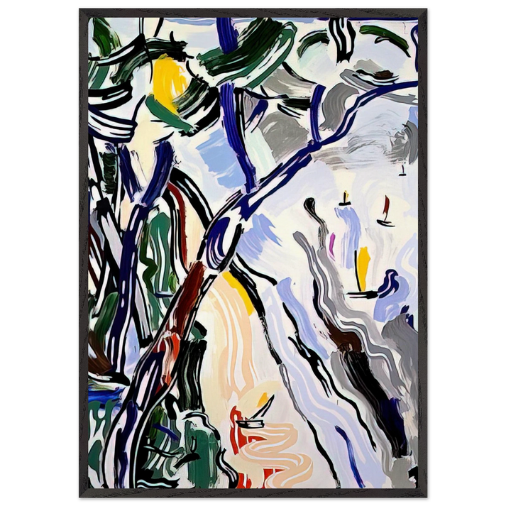 SAILBOATS 1985 - Roy Lichtenstein 70x100 cm / 28x40 inches Framed Art Print – Black Wooden Frame