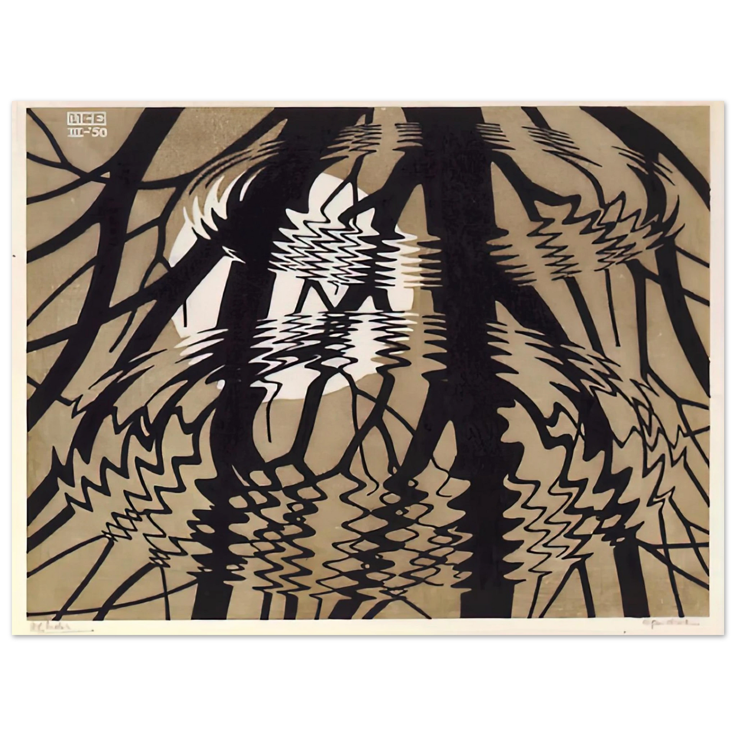 MC Escher - RIPPLED SURFACE COLOUR Wall Art - 21x29.7 cm / 8x12" - Fine Art Poster - -