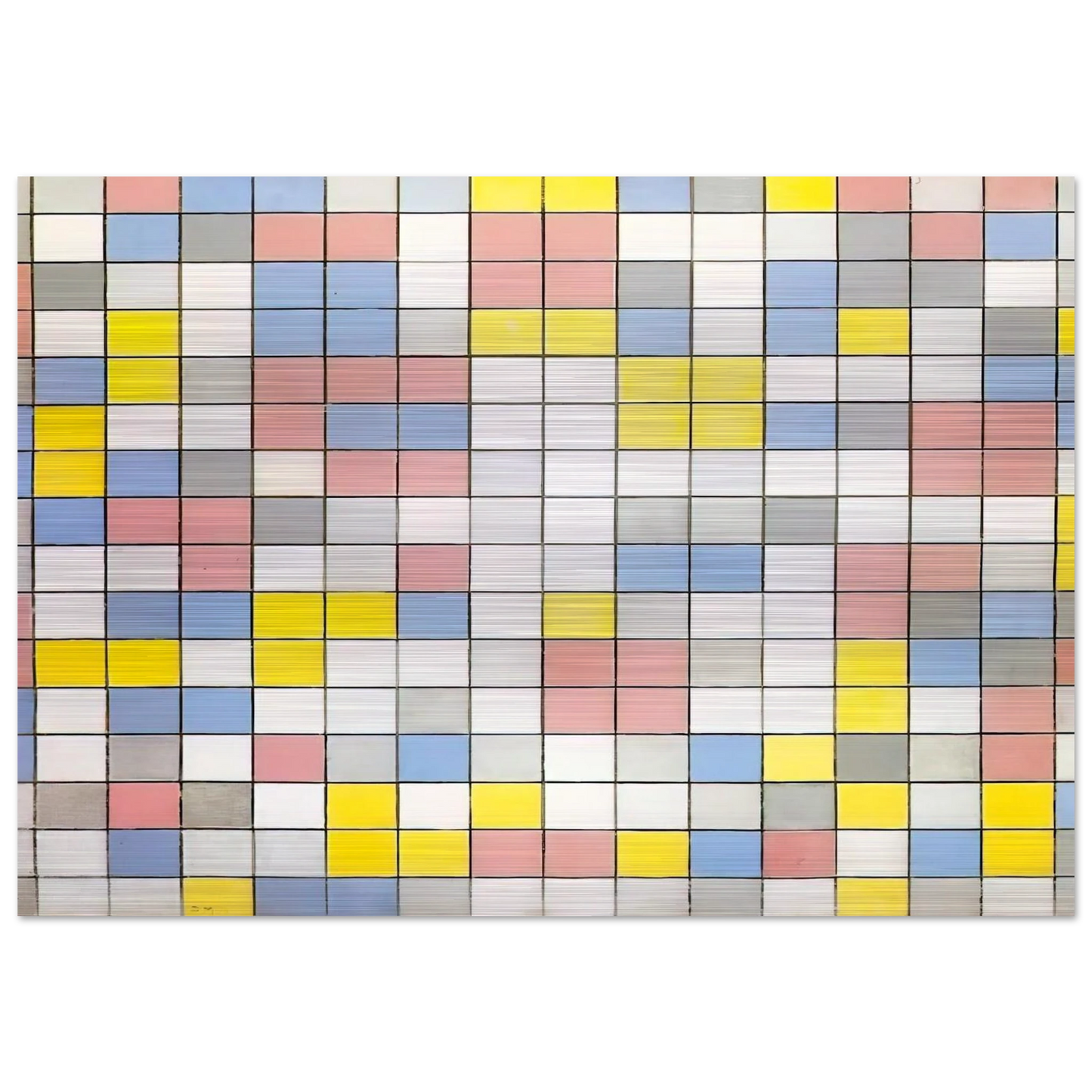 Composition with Grid IX - Piet Mondrian Brushed Aluminum Print - 70x100 cm / 28x40 inches | Piet Mondrian Aluminum Print | Piet Mondrian Prints