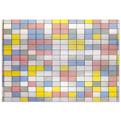 Composition with Grid IX - Piet Mondrian Brushed Aluminum Print - 70x100 cm / 28x40 inches | Piet Mondrian Aluminum Print | Piet Mondrian Prints
