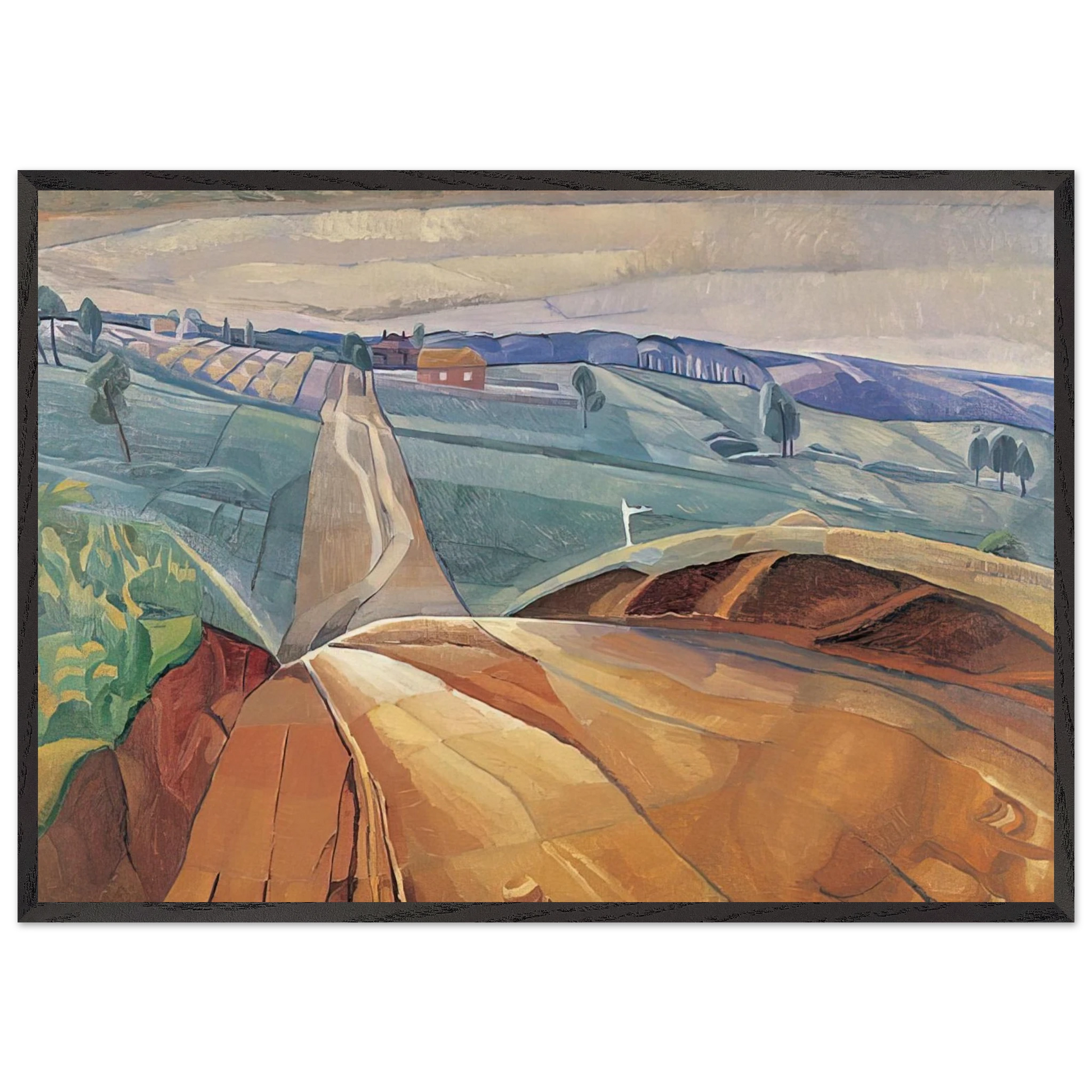 Landscape at Pentecost - 1929 - Grace Cossington Smith Framed Art Print – Black Wooden Frame - Default Title - -Framed Art Print