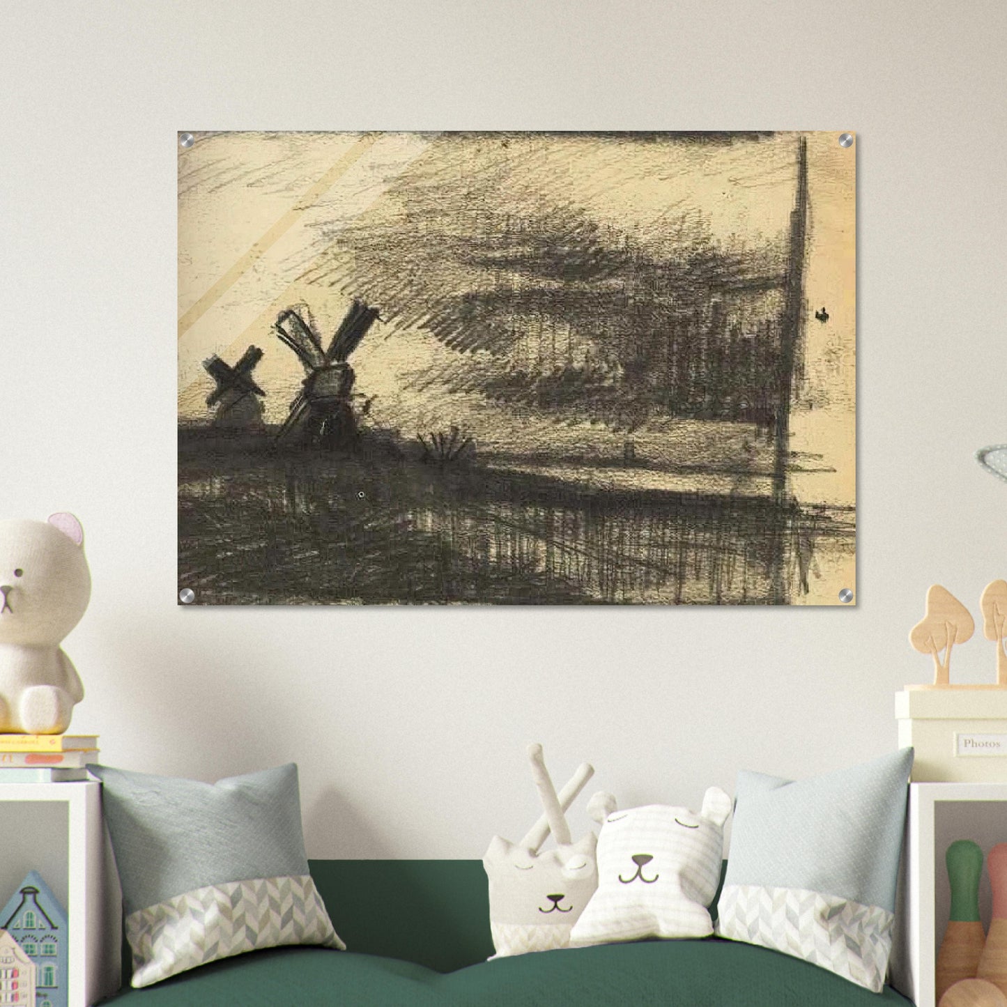Mills in the Neighbourhood of Dordrecht - Vincent van Gogh Acrylic Print - 70x100 cm / 28x40″ inches | Vincent van Gogh Wall Art | Vincent van Gogh Prints