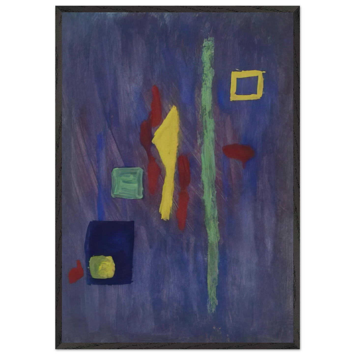 Untitled  Red Yellow and Green Forms on a Purple Ground  - Barnett Newman Framed Art Print – Black Wooden Frame - Default Title - -Framed Art Print