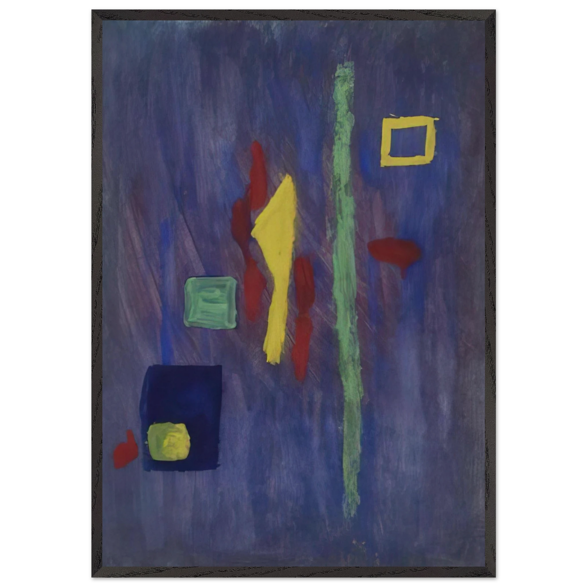 Untitled  Red Yellow and Green Forms on a Purple Ground  - Barnett Newman Framed Art Print – Black Wooden Frame - Default Title - -Framed Art Print