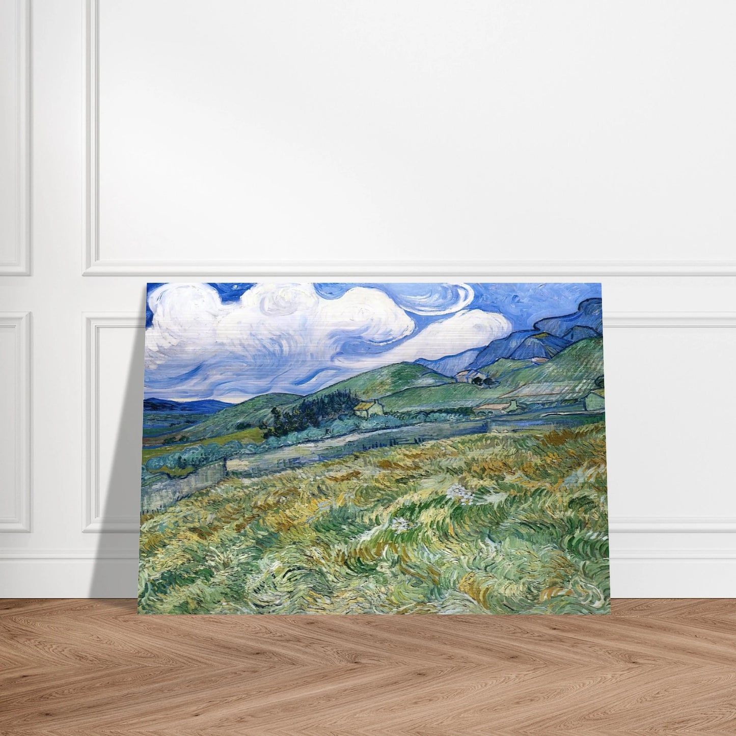 Wheatfield with Mountains in the Background - Vincent van Gogh Brushed Aluminum Print - 70x100 cm / 28x40 inches | Vincent van Gogh Aluminum Print | Vincent van Gogh Prints
