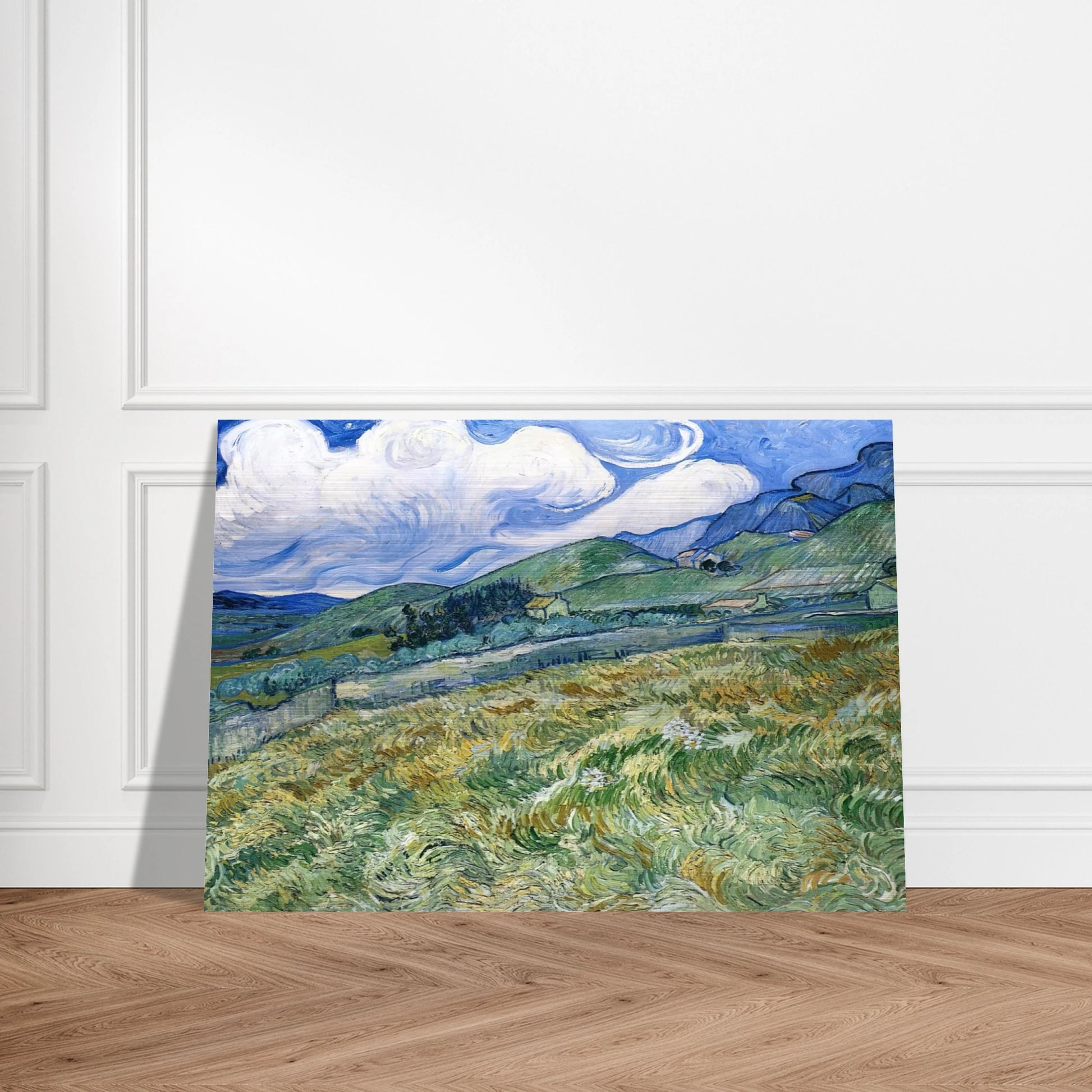 Wheatfield with Mountains in the Background - Vincent van Gogh Brushed Aluminum Print - 70x100 cm / 28x40 inches | Vincent van Gogh Aluminum Print | Vincent van Gogh Prints