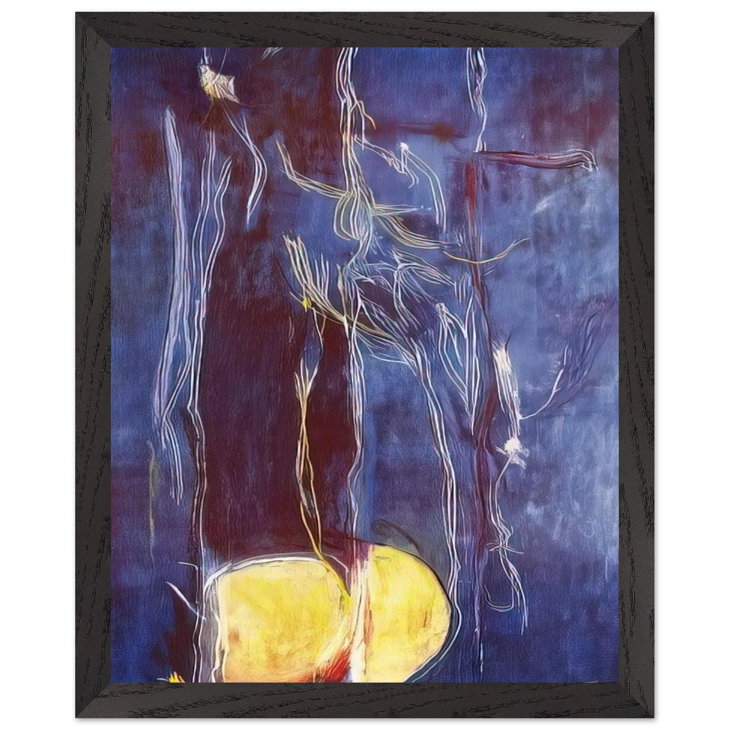 Helen Frankenthaler - All About Blue - 1994 Wall art - 40x50 cm / 16x20 inches - Premium Wooden Framed Poster With Fine Art Paper - Black frame