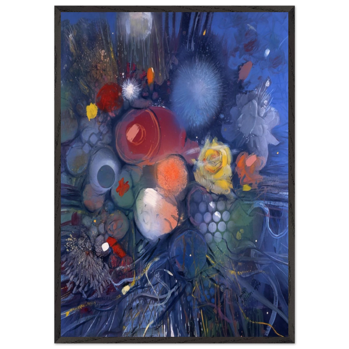Flowers No 3 - 1974 - Gebre Kristos Desta 70x100 cm / 28x40 inches Framed Art Print – Black Wooden Frame