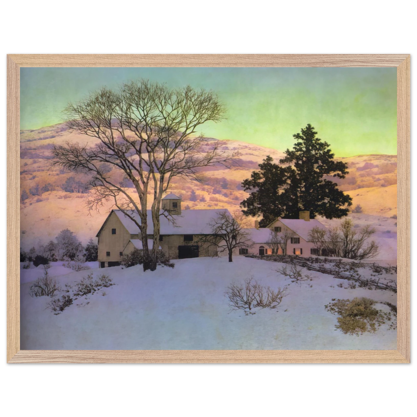 Maxfield Parrish - Afterglow Wall Art - 30x40 cm / 12x16 inches - Premium Wooden Framed Poster With Fine Art Paper - Wood frame